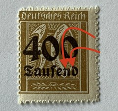 ERROR 1923 GERMANY STAMP #275 MISSING INK ON „N“ and „D“
