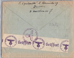 GERMANY 1940s WWII POLAND OCCUP CENSORED COVER ADDR RED CROSS GENEVE & POSTMARK