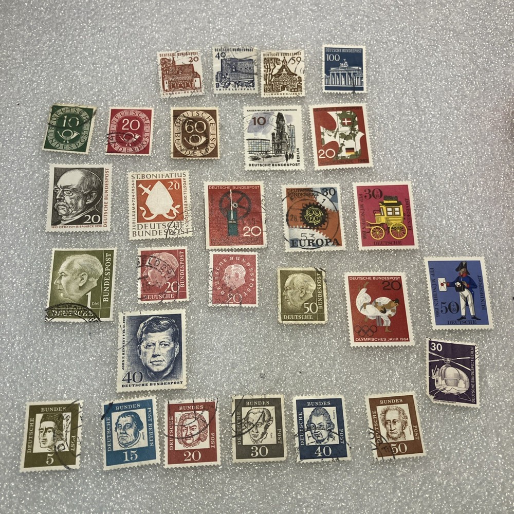 28 USED/Cancel mixed West Germany Deutsche Bundespost 1950-1990 Stamps. $1Ships.