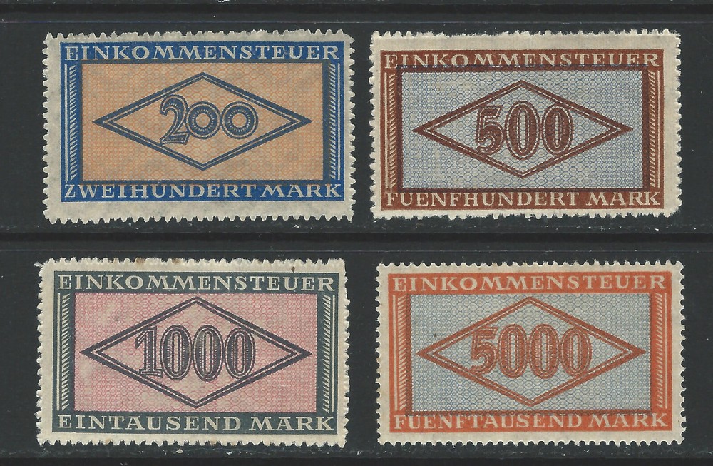 GERMAN REICH EINKOMMENSTEUER TEVER TAX REVENUE STAMPS