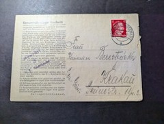 1943 Germany Auschwitz Concentration Camp Cover to Krakau Poland