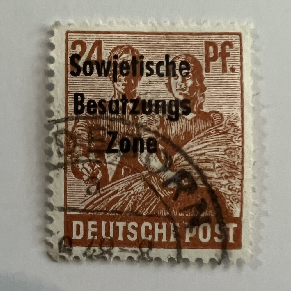 ERROR 1948 GERMANY 24pf STAMP WITH PADERBORN SON CANCEL HIGH OVPT SOVIET OCC.