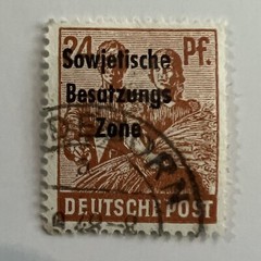 ERROR 1948 GERMANY 24pf STAMP WITH PADERBORN SON CANCEL HIGH OVPT SOVIET OCC.