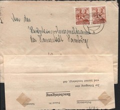 1948 HAMBURG GERMANY TWICE USED COVER WENDEKUVERT HAGENBECK ELEPHANT CANCEL 24Pf