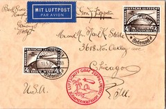 1930 Germany Graf Zeppelin Cover South America Flight # C38 C39 to USA LZ 127