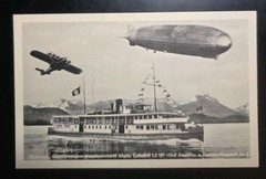 LZ-127 Graf Zeppelin & Dornier Do X Flying Boat Ship Germany Airship Postcard