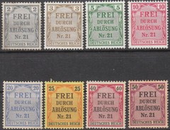 Stamp Germany Official Mi 001-8 Sc OL1-8 1903 Dienst Reich District Nr 21 MNH