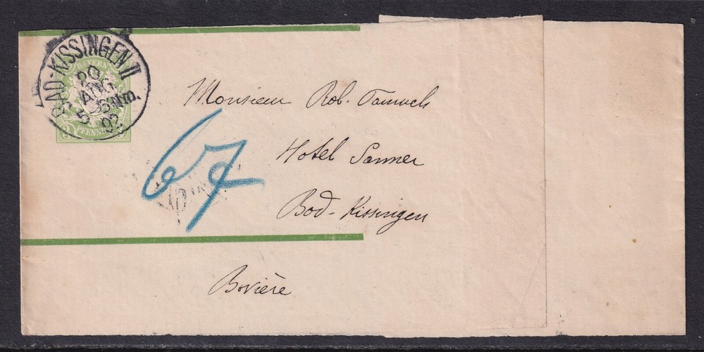 BAVARIA 1892 Prepaid 3pf Newspaper Wrapper Used