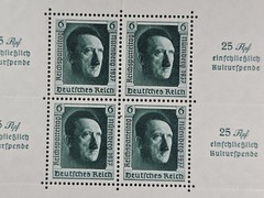 1937 GERMANY Hitler Souvenir Sheet – Scott #B106 Nuremburg overprint – MH