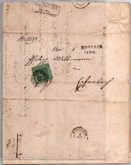 GERMANY 1858 BADEN POSTAL HISTORY OFFICIAL LETTER ADDR & POSTMARK SINSHEIM