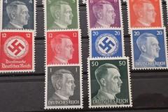 WW2 Nazi German Third Reich NSDAP Swastika Hitler Head Stamp Set Matched Denoms