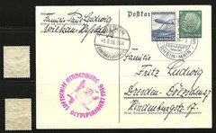 GERMANY 1936 #C57-#C58, Complete „Hindenburg“ Airmail Set (2) Mint/NH, + P-card