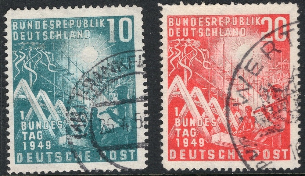 GERMANY 1949 SC #665-6 10PF & 20PF RECONSTRUCTION USED SET CAT $34