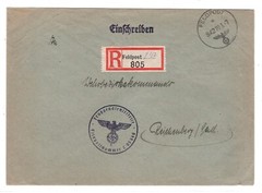 GREECE GERMANY OCCUPATION WW2 Cover *FELDPOST.842* Reg 1942 Reichenberg XD112