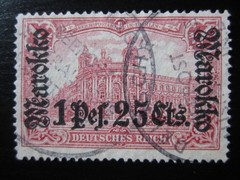 MOROCCO GERMAN OFFICES COLONY Mi. #55IIB used stamp w/ fake Seepost cancel!