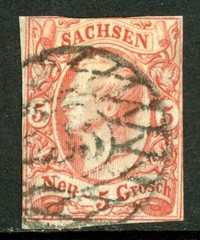 Germany States 1856 Saxony 5 ngr Vermillion Scott #13 VFU K869