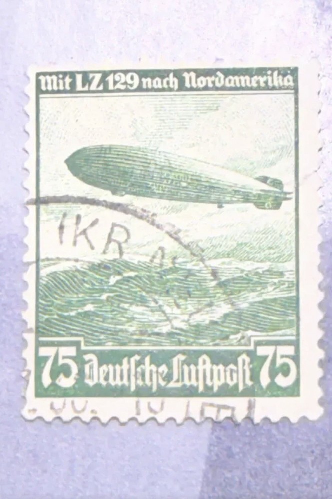 1936 Germany 75pf Zeppelin Hindenburg Airmail Stamp Scott C58 Used Fine