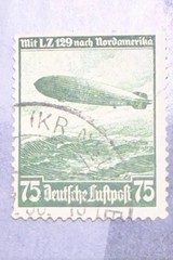 1936 Germany 75pf Zeppelin Hindenburg Airmail Stamp Scott C58 Used Fine