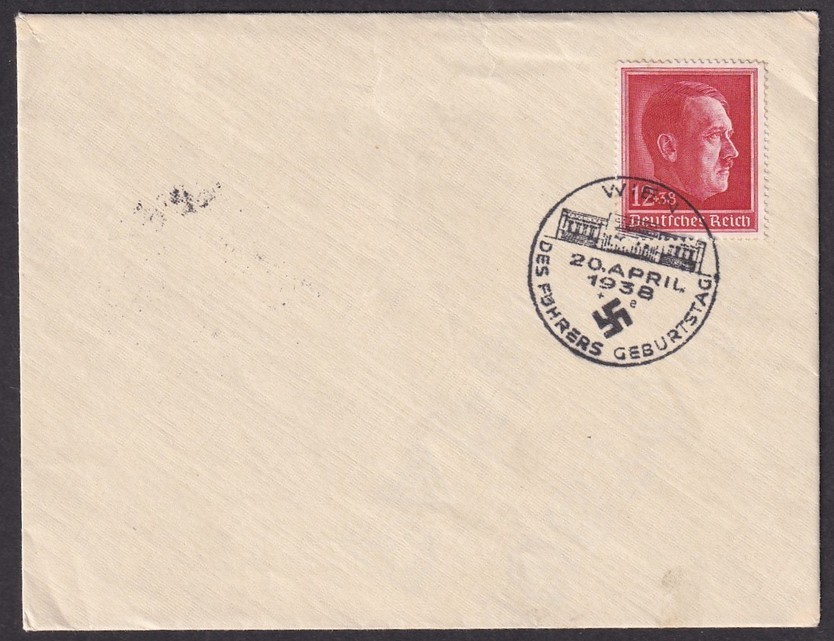 Germany 1938 12pf+38pf on cover with special Vienna Birthday cancellation