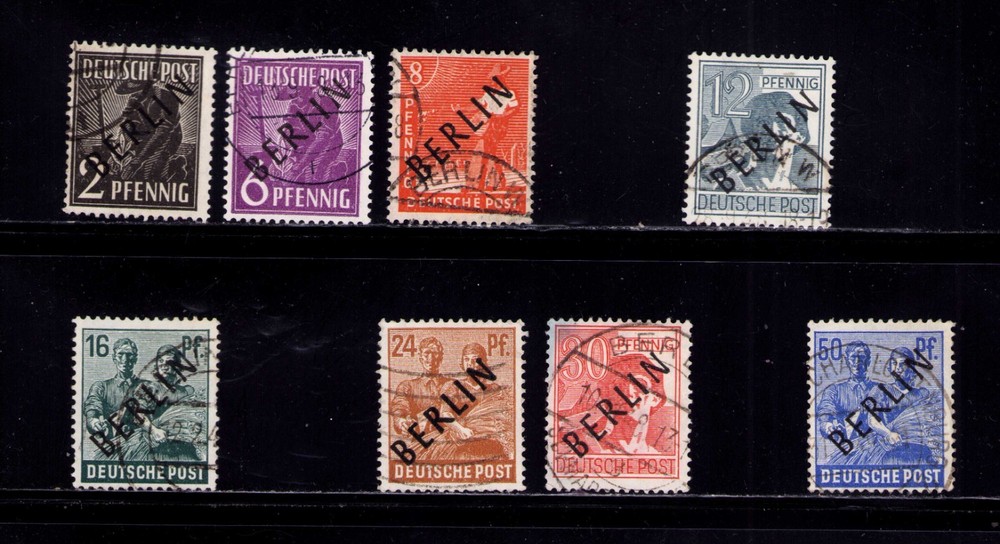 Germany Berlin 9N1-3, 5, 7, 9, 11, 13 Overprint in Black Stamps Used