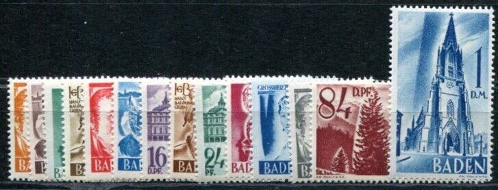 FRENCH ZONE BADEN 1948 14-27 ** MINT SET (I1450