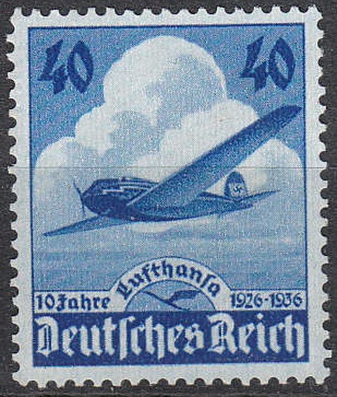 Stamp Germany Mi 603 Sc 469 1936 War Heinkel Airplane Lufthansa Airways MNG