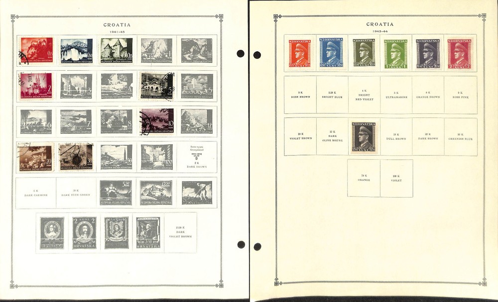 Croatia Stamp Collection 10 Scott International Pages, 1941-45 WWII German (BE)