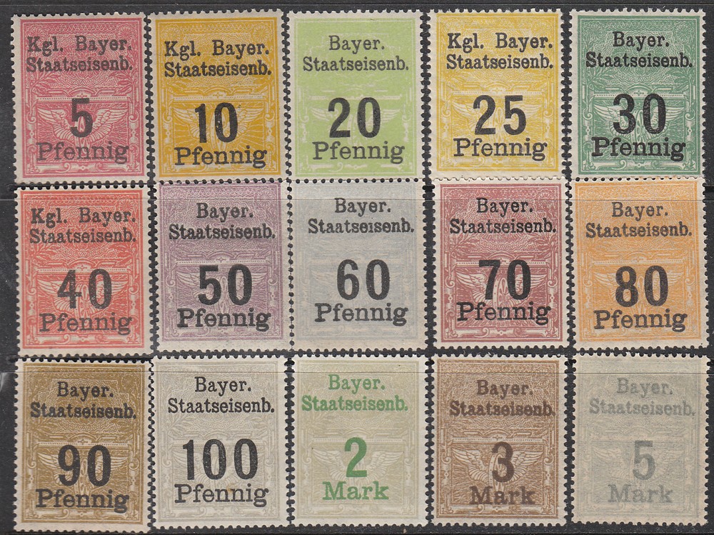 Stamp Germany Reich Bayern Revenue Railroad Bavaria Train Tax Fiscal Fee Set MNH
