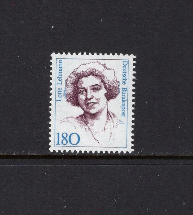 Germany 1986-91 FAMOUS WOMEN, LOTTE LEHMANN, SOPRANO SC 1490 MNH