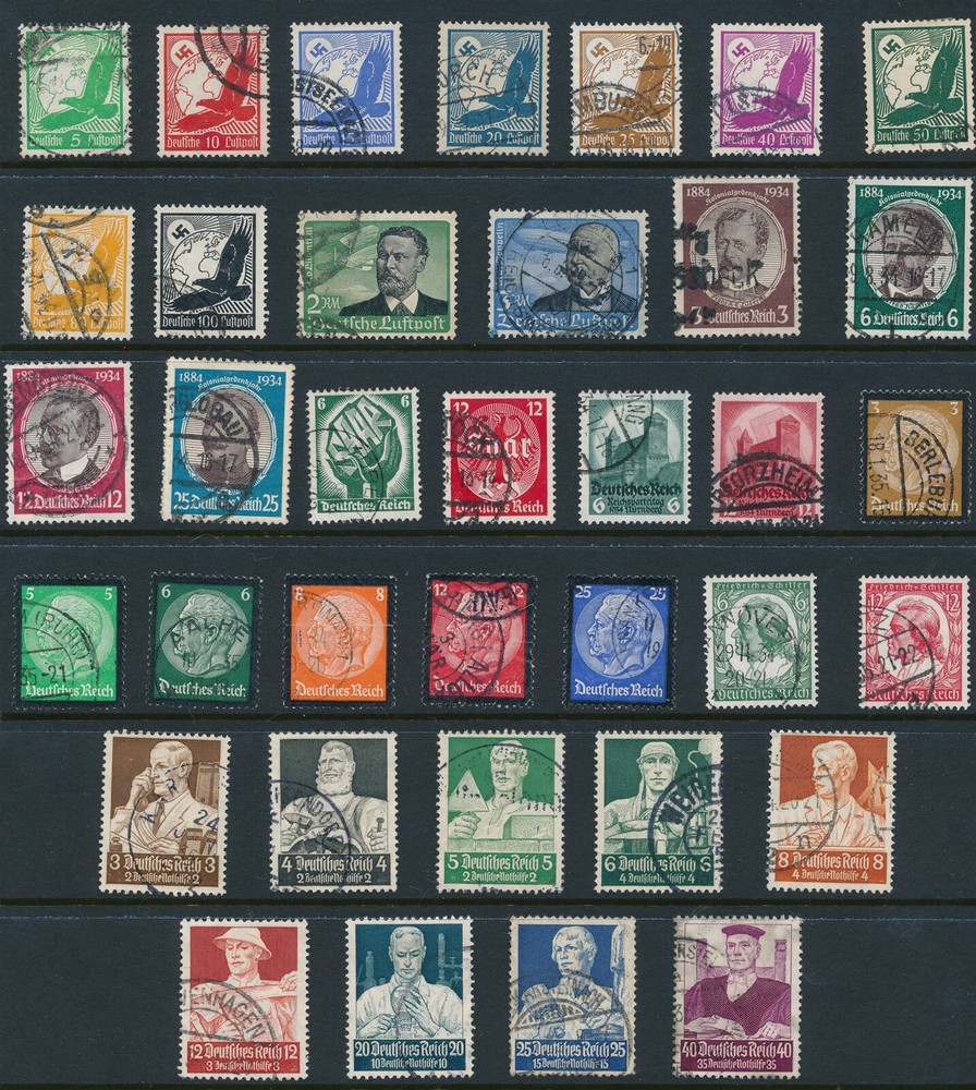 Stamp Germany Year 1934 Set WWII Airmail Workers Saar Hindenburg U