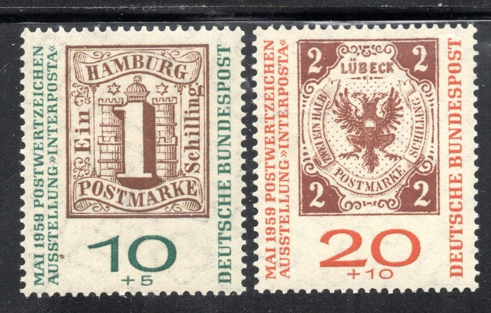 Germany Stamp Scott #B366-B367, Semi-Postal, Stamp of Hamburg, Set of 2, MNH