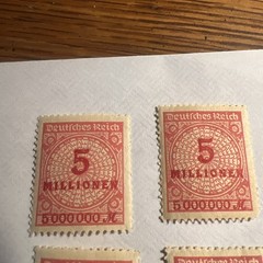 Deutsches Reich – 5 Millionen Mark, 5 000 000 Mark Briefmarke Roth. 4 Stamps