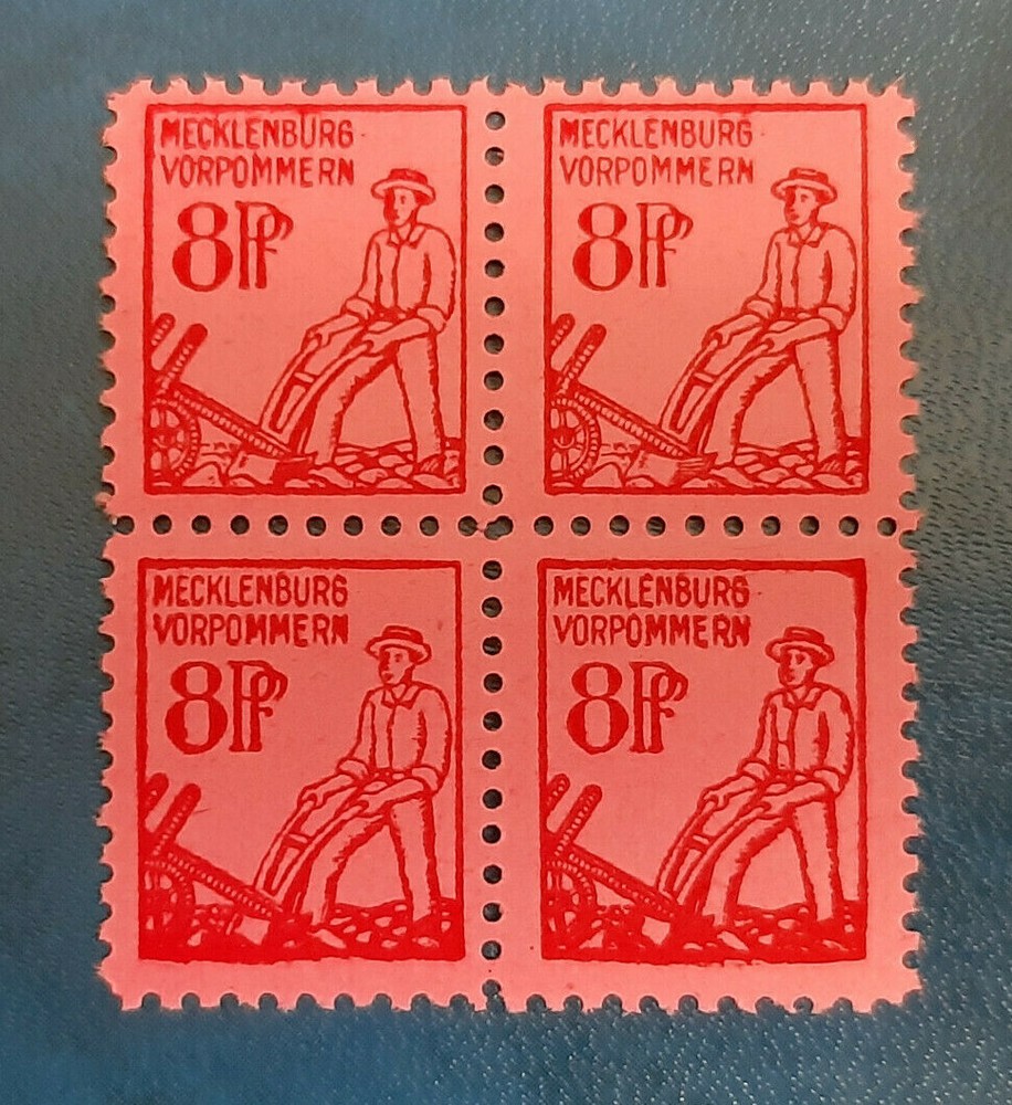 Germany Stamps Allied Occupation 4x 8 Pfennig 1945 Block SBZ Mi. Nr. 11 (19764)