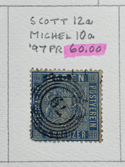 Germany States, Baden, Used – hinged on one album page, 1851-1868, High Value.