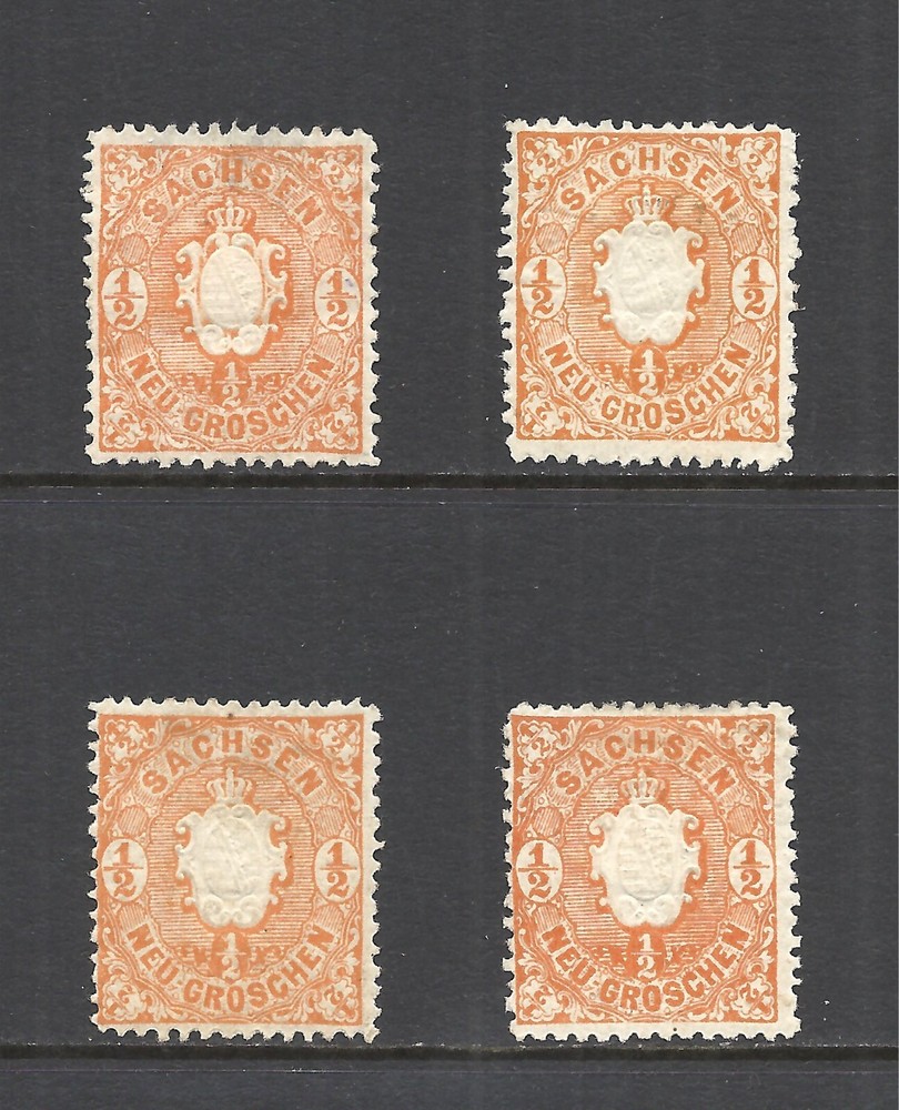 SAXONY SCOTT 16 x 4 MH VF – 1863 1/2ng ORANGE ISSUE – COAT OF ARMS