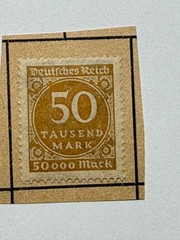 GERMAN DEUTSCHES REICH HYPERINFLATION 50,000 MARK STAMP – USED 325