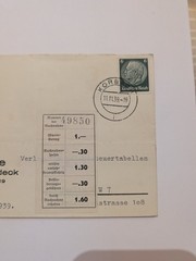 Germany Third Reich Scott #458 Hindenburg Stamp Postmarked Document