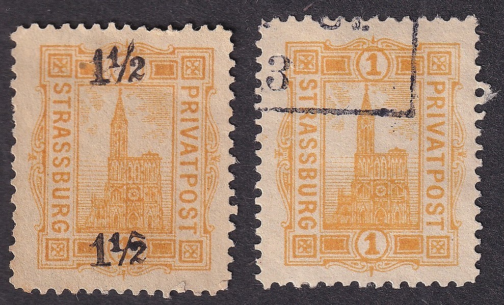 Germany STRABBURG 1886/7 #5 7 local post stamps 2v used/mint