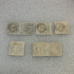 7 USED Antique Authentic Bavaria Bayern Stamps Blue 3 Kreuzer Numeral; 1850-1862