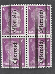 1945 Austria Overprint „Österreich“ on German Hitler Head 6 Pfennig Block of 4