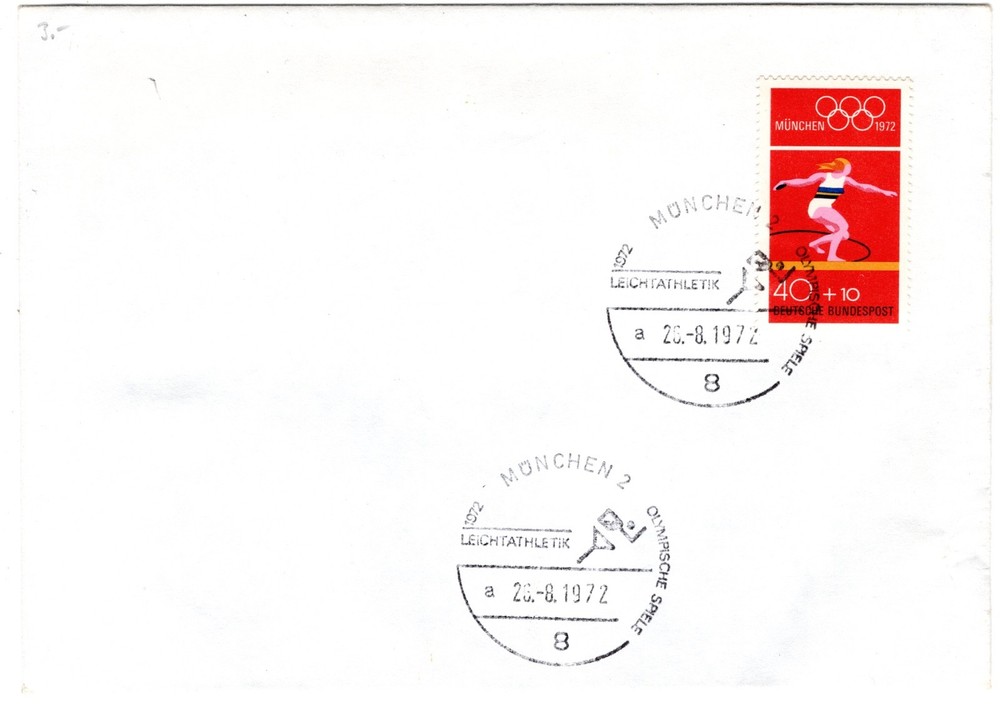 1972 Aug 26th. Commemorative Cover. Olympic Games Munchen 1972, Athletics.