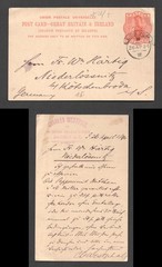 Queen Victoria QV London Hooded Circle 1d Postal Stationery Postcard To Germany