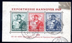 Allied Occupation, 1949 Hannover Fair Souvenir Sheet, used, see description