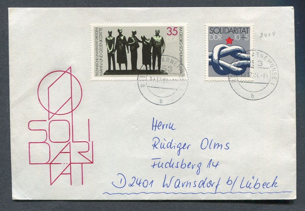 Germany – DDR : Solidarity cover from 1984 – used