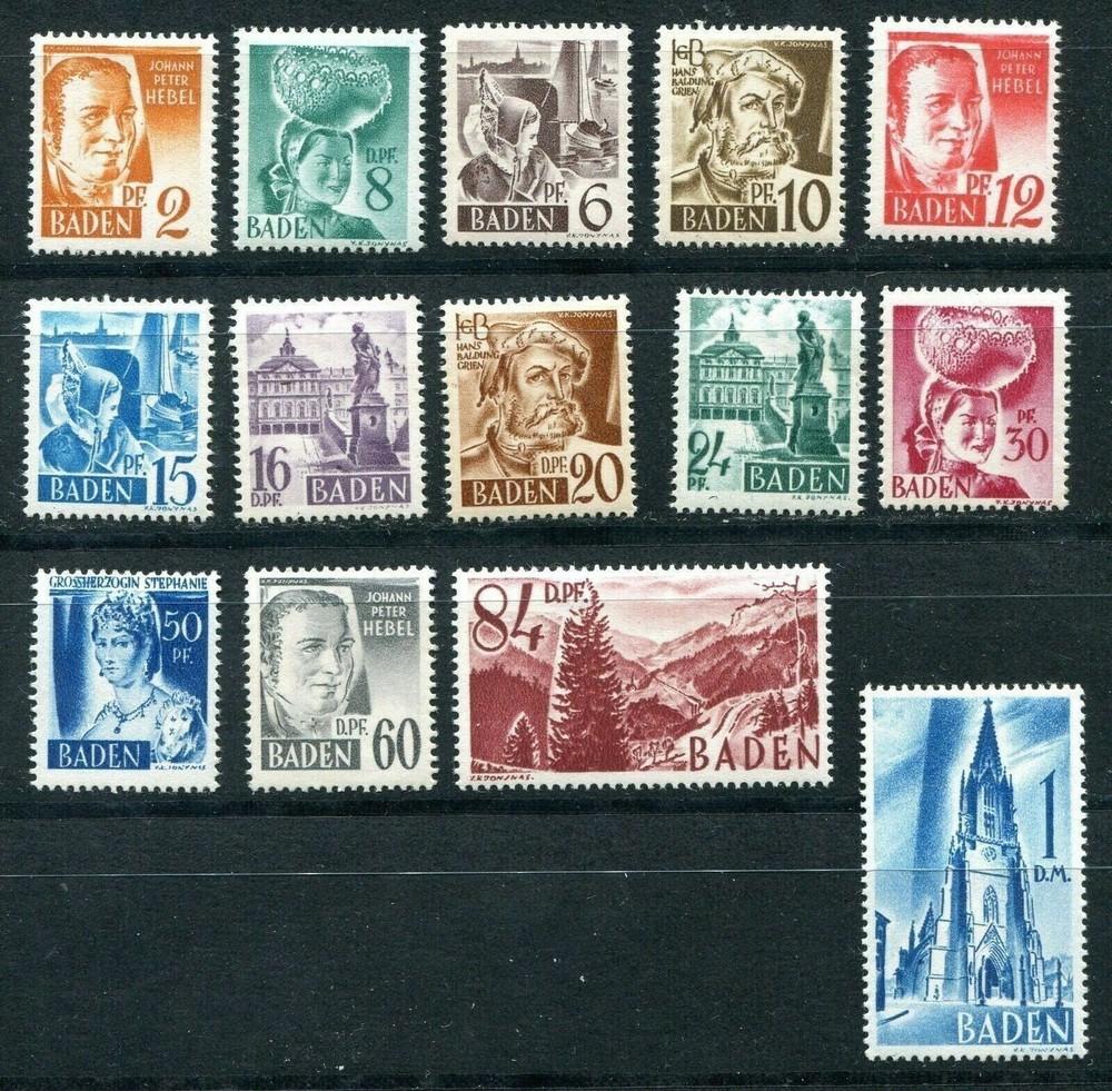 GERMANY FRENCH OCCUPATION ZONE BADEN 1948-1949 5N14-5N27 PERFECT MNH