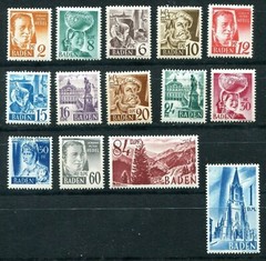 GERMANY FRENCH OCCUPATION ZONE BADEN 1948-1949 5N14-5N27 PERFECT MNH