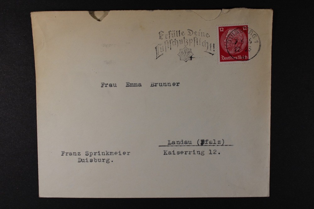 Germany 1936 12pf / Welfare Stamps – Duisburg – A3113