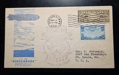 1936 LZ-129 Hindenburg Zeppelin Flown New York City – Germany First Flight Cover