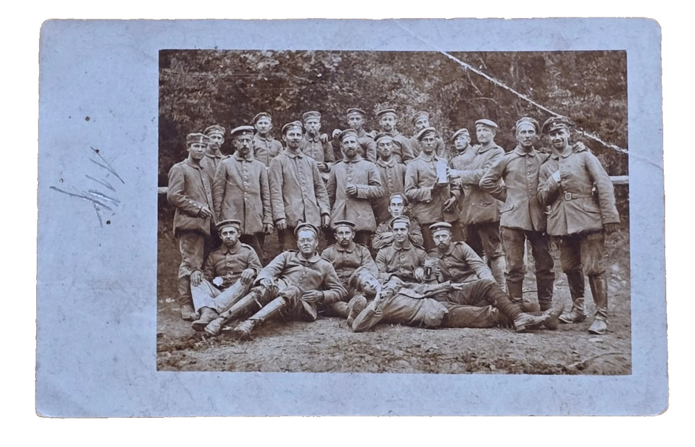 WWI Imperial German Rugged Battle Worn Regiment Soldiers Feldpost Postcard 1915