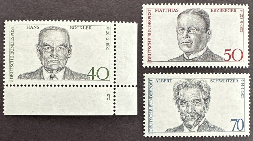 Germany 1975 Sc# 1159-1160, 1201 Set of 3 MNH OG Stamps German Celebrities